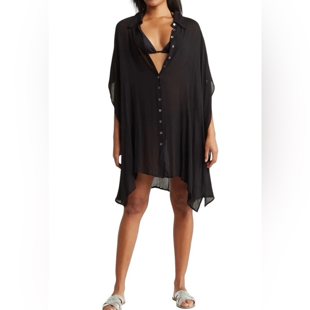 BOHO ME-Sharkbite Button-Up Coverup-Women’s Size: XS-Color: Black-NEW!!